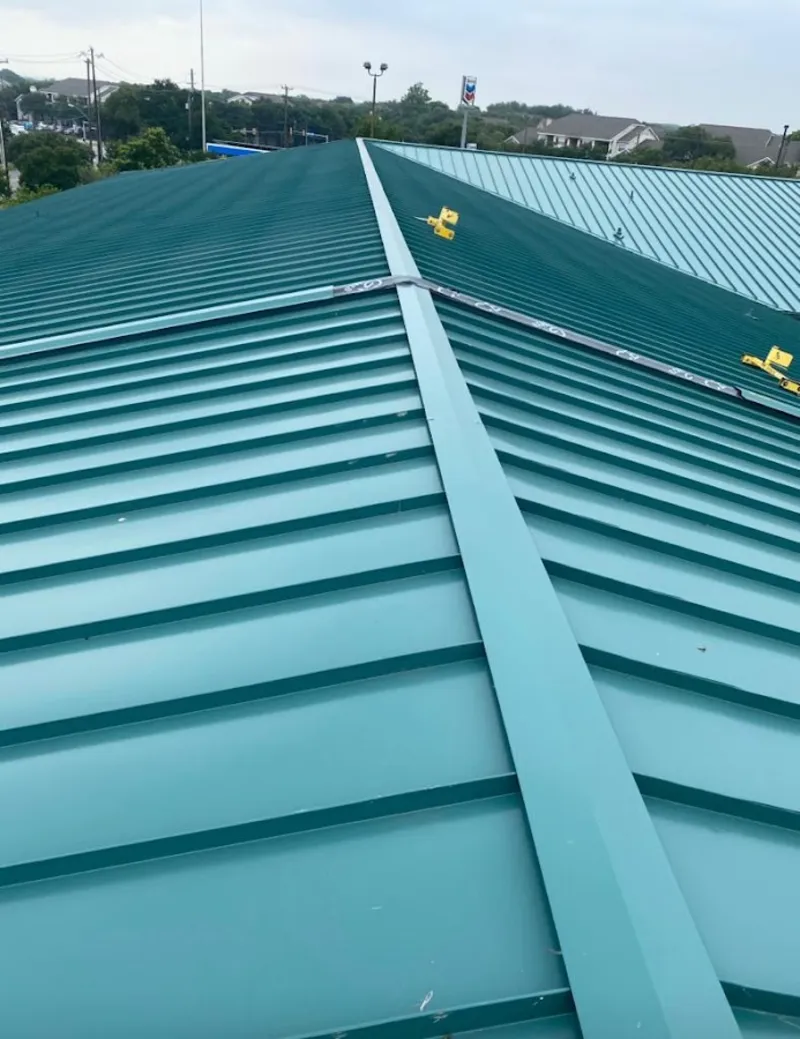 Green commercial metal roof ridge and valley for Metal Roof Repair in Urban Honolulu